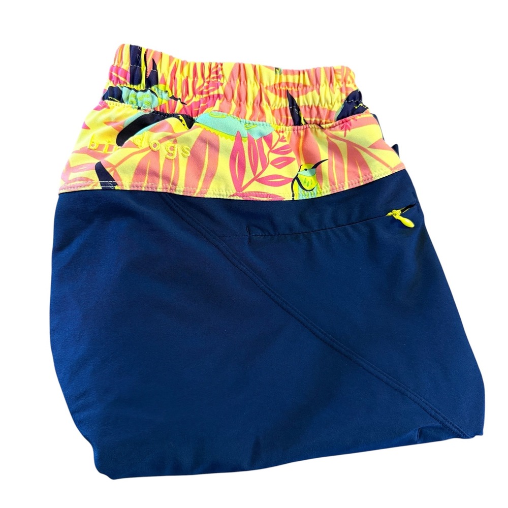 Birddogs Mens M Gym Shorts Navy Blue Tropical Floral Waistband Lined Performance